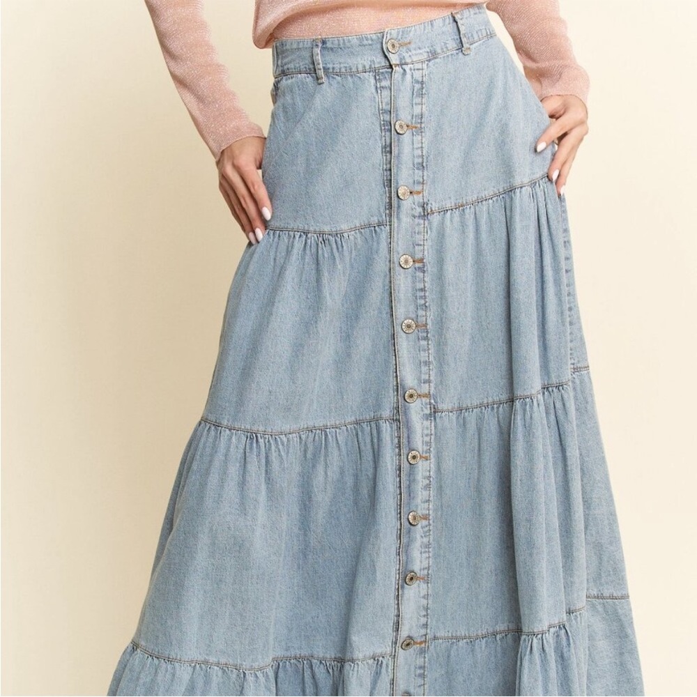 DAVI & DANI Light Blue Maxi Skirt